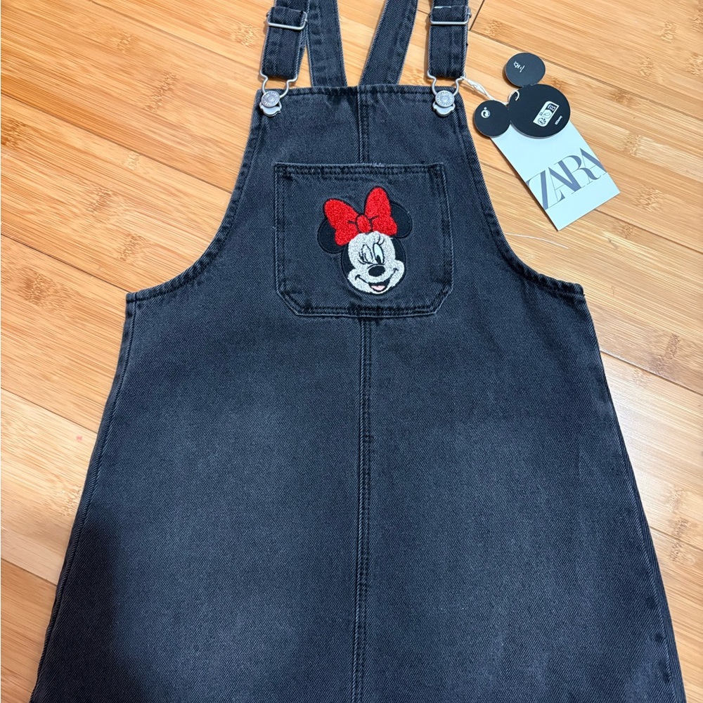 ZARA Disney Denim Overalls dress with Minnie Mouse
